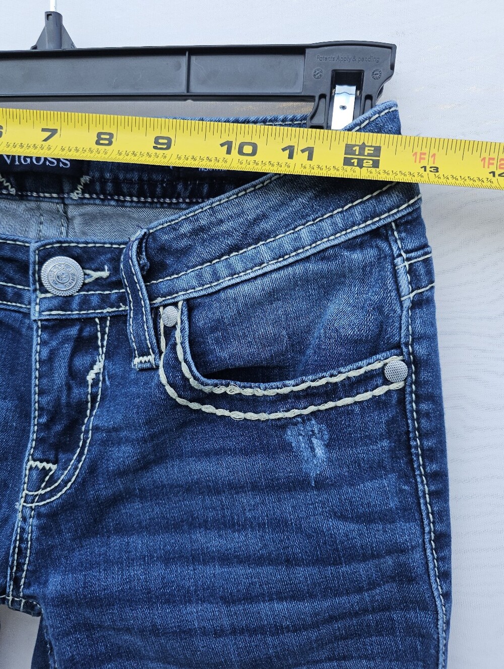 Vigoss Heritage Fit Capri Jeans Size 0 (25" Waist) Dark Wash Thick Stitching - Picture 10 of 15